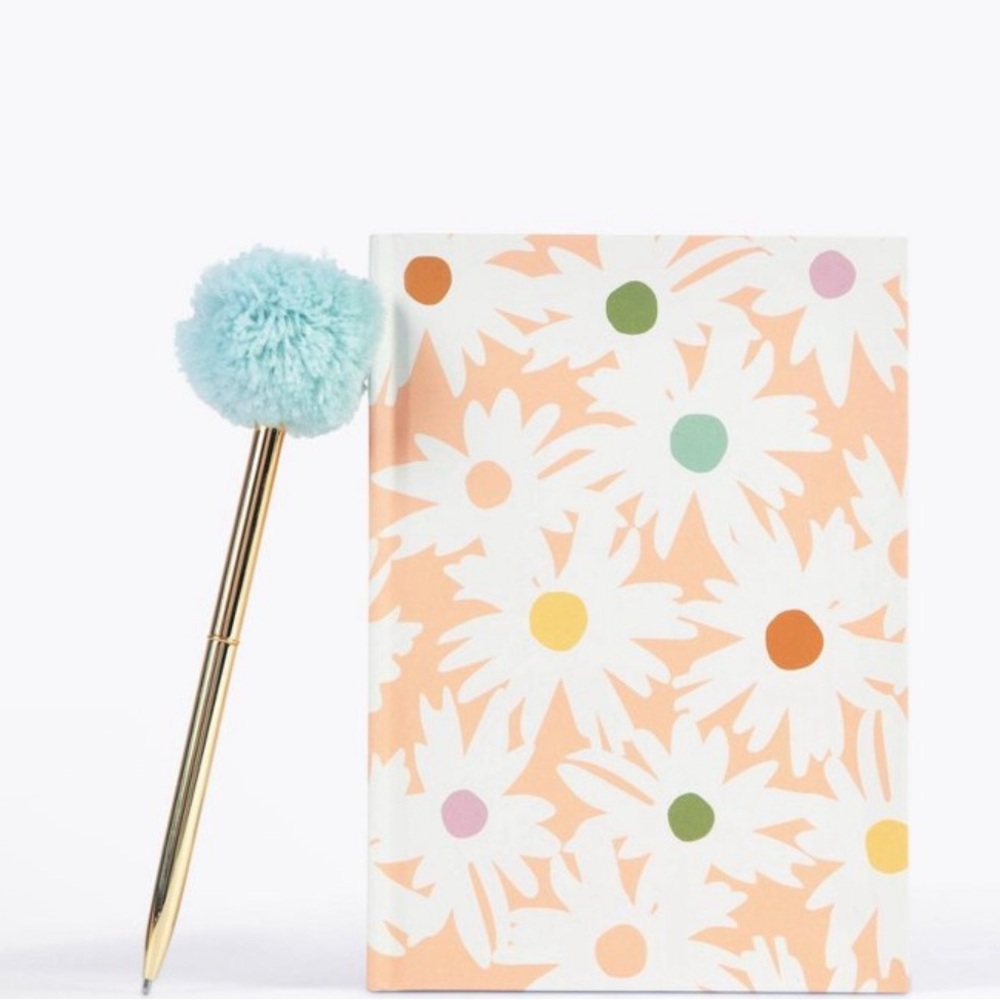 Hard Cover Floral Journal & Pom Pen Set - 5”x7” 160 pages - Picture 2 of 4